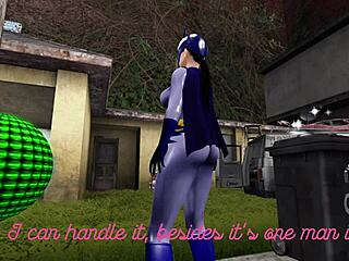 In second life, a black man with huge cock dominates batwoman in interracial 3d anime fuck