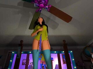 3d cartoon brunette deepthroats big cock in pov.
