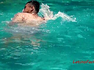 Latin gay teens bang hard by the pool