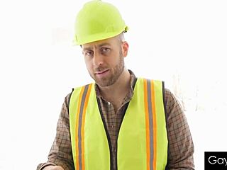 Service tech takes care of customer's big cock in the shower