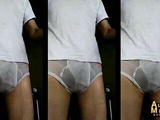 alejandro's gay erection in white underwear