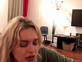 Amazing pov sloppy blowjob by cute blonde cocksucker with gagging