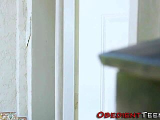 teen sub in lingerie takes big cock rough