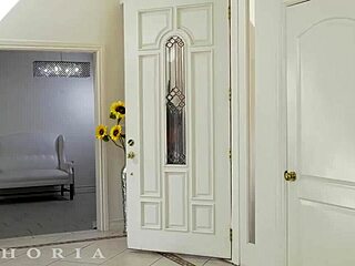 Caught between wife and gay lover in a blowjob threesome with big cocks and small tits.