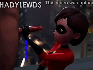 Helen Parr Gives Wild Rooftop Handjob in 3D Cartoon!