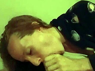 She gets fucked in the mouth and swallows a huge mouthful of cum.