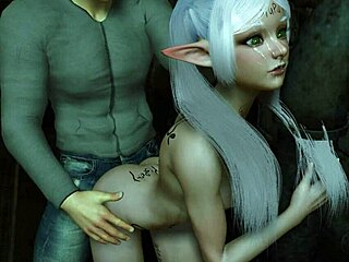 Frieren elf parody features standing fuck in a cartoon adventure.