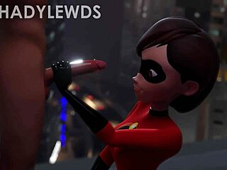 Helen Parr Gives Wild Rooftop Handjob in 3D Cartoon!