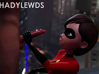 Helen Parr Gives Wild Rooftop Handjob in 3D Cartoon!