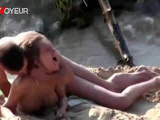 beach voyeur watches hot teen babe get hammered into sand