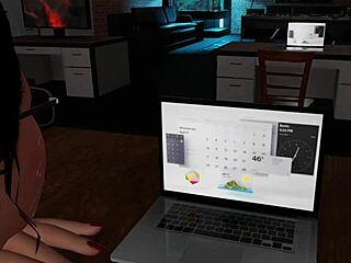 Office bitch blows and fucks at work