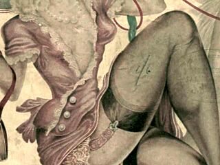 大胆复古Hentai插图，激烈色情场景