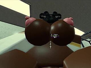 Roblox action with a hot black nun getting wild