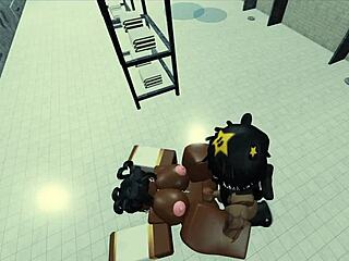 Roblox action with a hot black nun getting wild