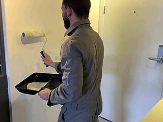 I went to paint the rich guy's house and he fucked me bareback