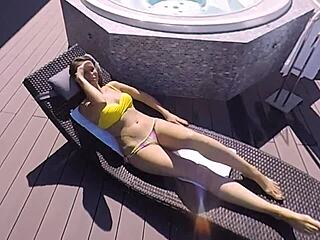 Hot outdoor jacuzzi pov sex with mature tattooed milf