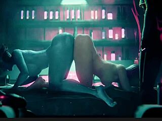 Horny Juno and Ellie in tight Mass Effect action.