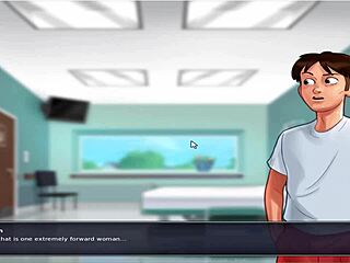 in summer time saga, the old and busty character appears. she has big tits in the game.