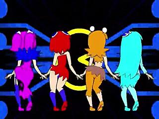 Pac-Man ghost girls perform a three-phase dance in high definition.