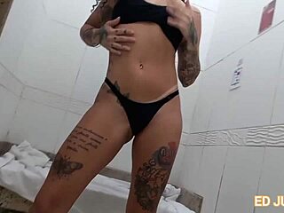 Fucking Hot Latina in Sauna Bare with Bikini On