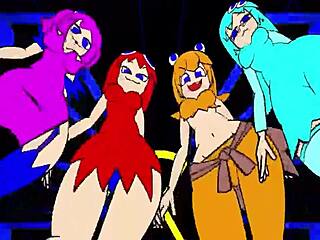 Pac-Man ghost girls perform a three-phase dance in high definition.