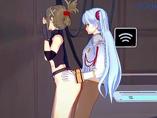 nine, chitose, and ruri engage in intense lesbian and futanari sex in hentai