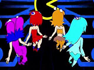 Pac-Man ghost girls perform a three-phase dance in high definition.