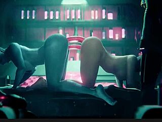 Horny Juno and Ellie in tight Mass Effect action.