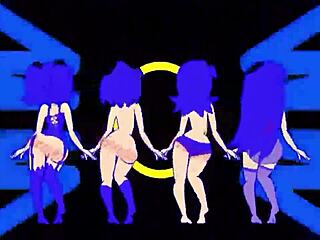 Pac-Man ghost girls perform a three-phase dance in high definition.