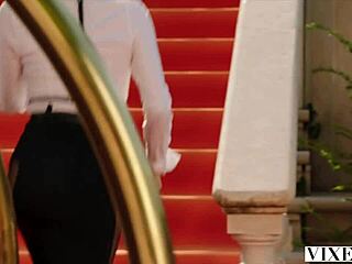 does blonde christy from vixen deepthroat and ride cock in secret hotel hookup?