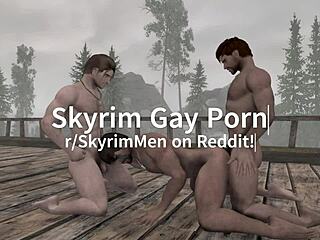Gay Skyrim Threesome Outdoors With Doggystyle And Handjob