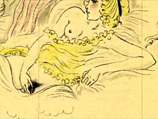 Intense vintage erotic cartoon illustration from anime hentai era
