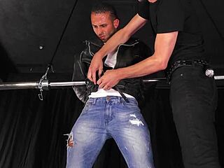 Straight Muscle Stud Dominated In Gay Bondage Bdsm With Electro And Whipping