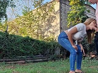 my latina neighbor sucks me off on my land