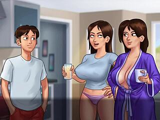 Busty Stepmom Flaunts Huge Breasts in Summertime Saga 3D Porn Game Replay