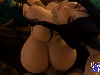 ahri's big tits and ass in hentai animation tease