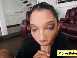 sexy ebony slut eden west sucks monster white cock