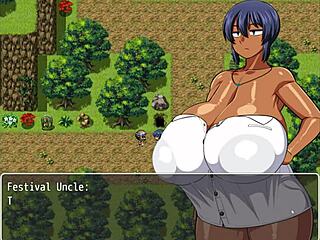 Tanned girl natsuki hentai game ep 11 the village chief masturbate on her while she is changing in public