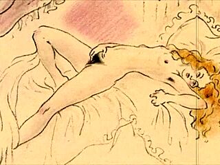 Intense vintage erotic cartoon illustration from anime hentai era