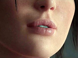 Lara Croft engages in 3D hentai blowjob and squirt scene.