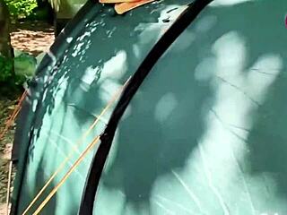 solo girl masturbates at camp