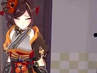 chiori giving blowjob sex in genshin impact, full pov on sheer fantasyking3