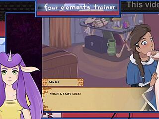 Nami gives blowjob in avatar game