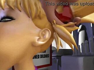 3dgspot - busty blonde bimbo drills all holes in 3d animation.