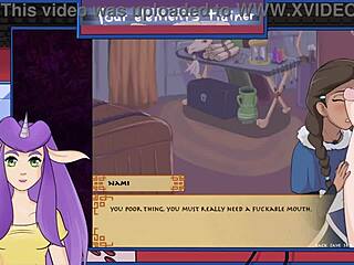 Nami gives blowjob in avatar game