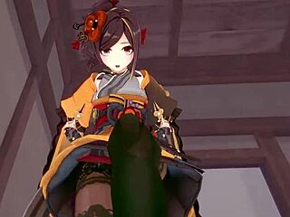 chiori giving blowjob sex in genshin impact, full pov on sheer fantasyking3