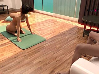 Alex Gets Hard Watching Landlady's Nude Yoga in 3D Game 😍