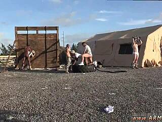 Military man deals with twink in gay porn scene.