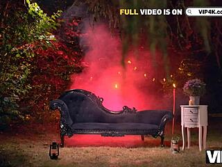 Blonde witch Veronica Leal ritual anal fuck deep throat outdoor Halloween