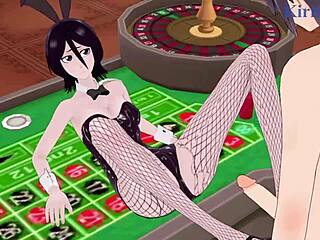 rukia kuchiki and yoruichi shihouin in bunny girl outfits having intense sex 😍 bleach hentai with creampie